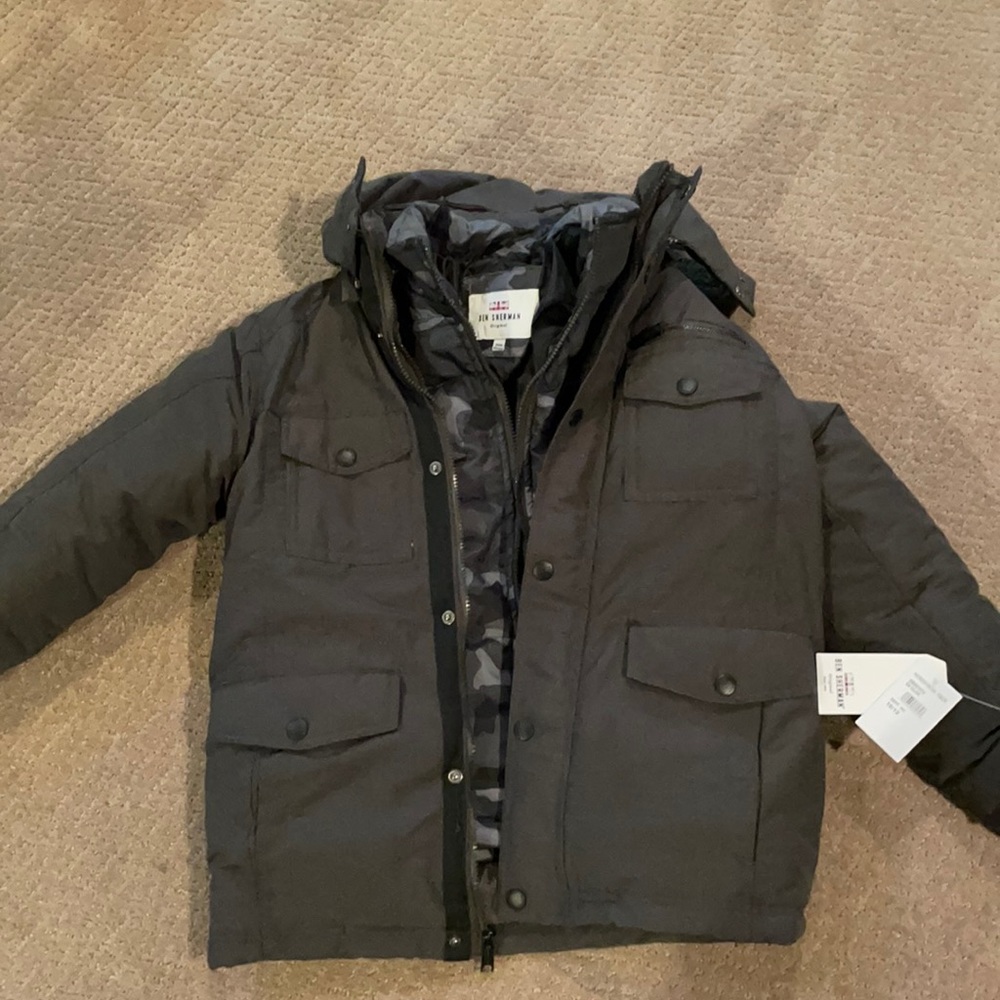 Ben Sherman Boys Dark Olive Winter Jacket size 10-12